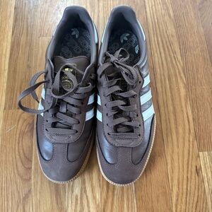 Adidas UNISEX Chocolate Brown Sneakers with White Stripes